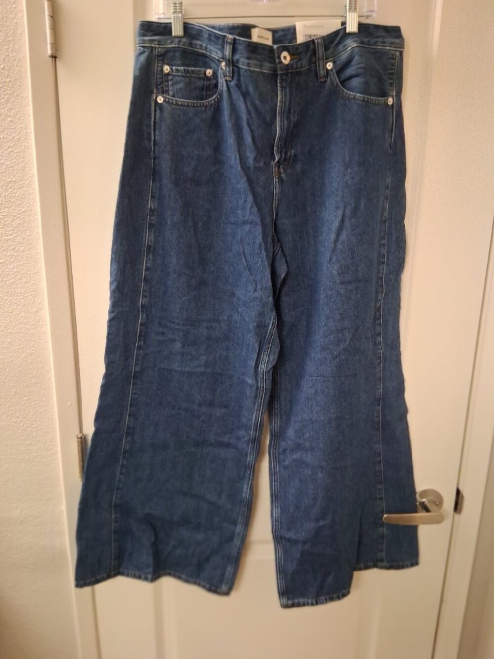 Everlane Paneled Ultra Wide Leg Jeans Indigo Blue High Rise SZ 32R